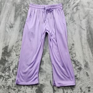 Real Essentials Pants Women M Purple Ultra-Soft Wide Leg Loose Capri Yoga Lounge